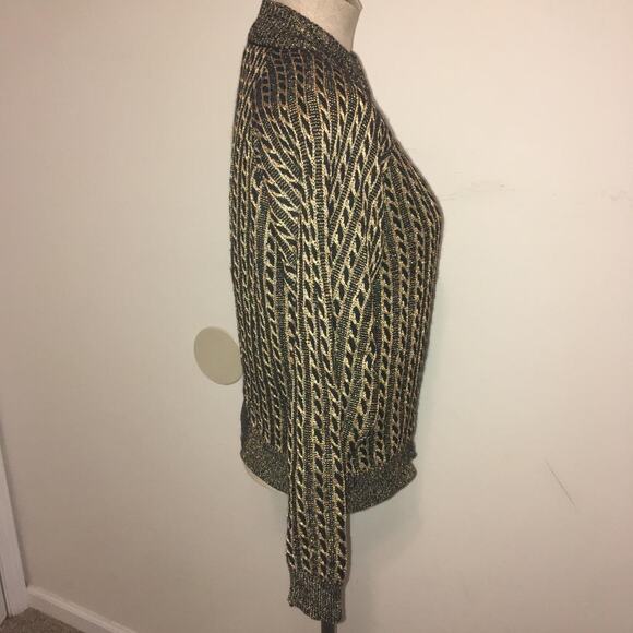 Vintage 1980's Renee Tener for Jeanne Pierre Black & Metallic Gold Sweater S - Picture 7 of 8